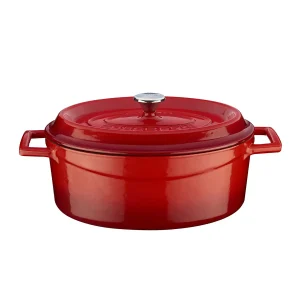 Lava Döküm Oval Tencere. Trendy Serisi Ölçü 21x25cm - Kırmızı