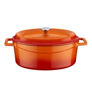 Lava Döküm Oval Tencere. Trendy Serisi Ölçü 21x27cm - Turuncu