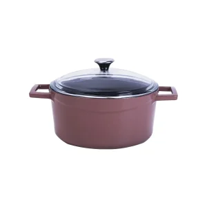 Lava Döküm Yuvarlak Tencere Cam kapaklı. Glaze Çap(Ø)20cm - Mor
