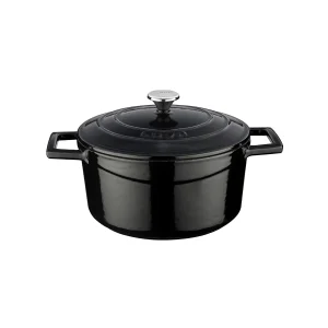 Lava Döküm Yuvarlak Tencere. Folk Çap(Ø)20cm - Siyah
