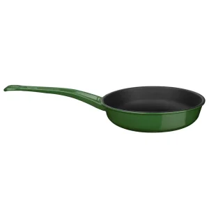 Lava Döküm Yuvarlak Kızartma Tavası Döküm Demir Yekpare Saplı Çap(Ø)24cm. Yeşil