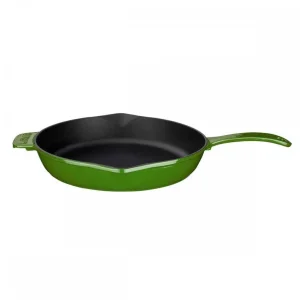 Lava Döküm Yuvarlak Kızartma Tavası Döküm Demir Yekpare Saplı. Çap(Ø)28cm - Yeşil