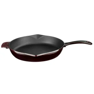 Lava Döküm Yuvarlak Kızartma Tavası Döküm Demir Yekpare Saplı Premium Serisi. Çap(Ø)28cm. - Mor
